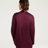 GUNNER JACKET IN STRETCH VISCOSE SATIN - WINE RED