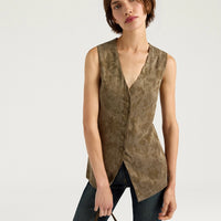COURTFIELD GILET IN JACQUARD CUPRO - MILITARY GREEN