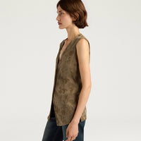 COURTFIELD GILET IN JACQUARD CUPRO - MILITARY GREEN