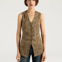 COURTFIELD GILET IN JACQUARD CUPRO - MILITARY GREEN