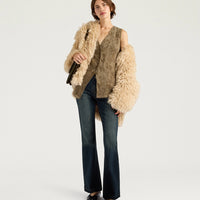 COURTFIELD GILET IN JACQUARD CUPRO - MILITARY GREEN