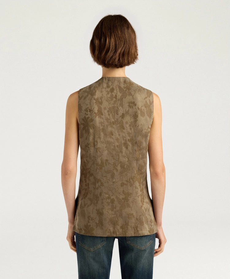 COURTFIELD GILET IN JACQUARD CUPRO - MILITARY GREEN