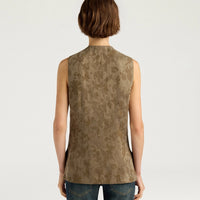 COURTFIELD GILET IN JACQUARD CUPRO - MILITARY GREEN