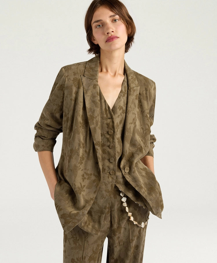 MAYFAIR JACKET IN JACQUARD CUPRO - MILITARY GREEN