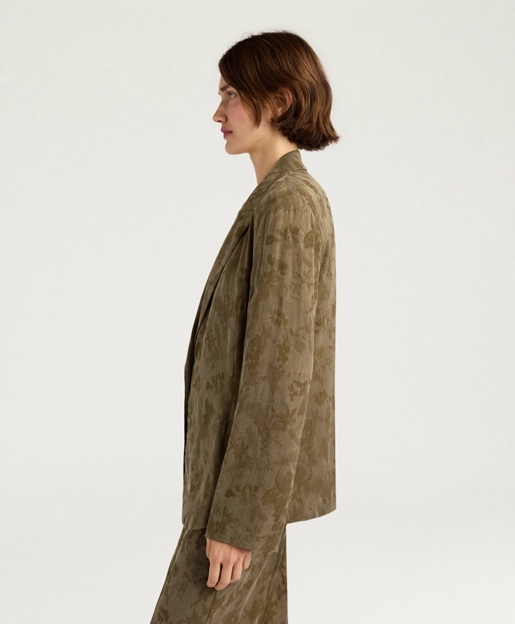 MAYFAIR JACKET IN JACQUARD CUPRO - MILITARY GREEN