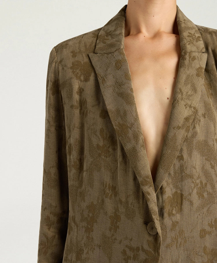 MAYFAIR JACKET IN JACQUARD CUPRO - MILITARY GREEN