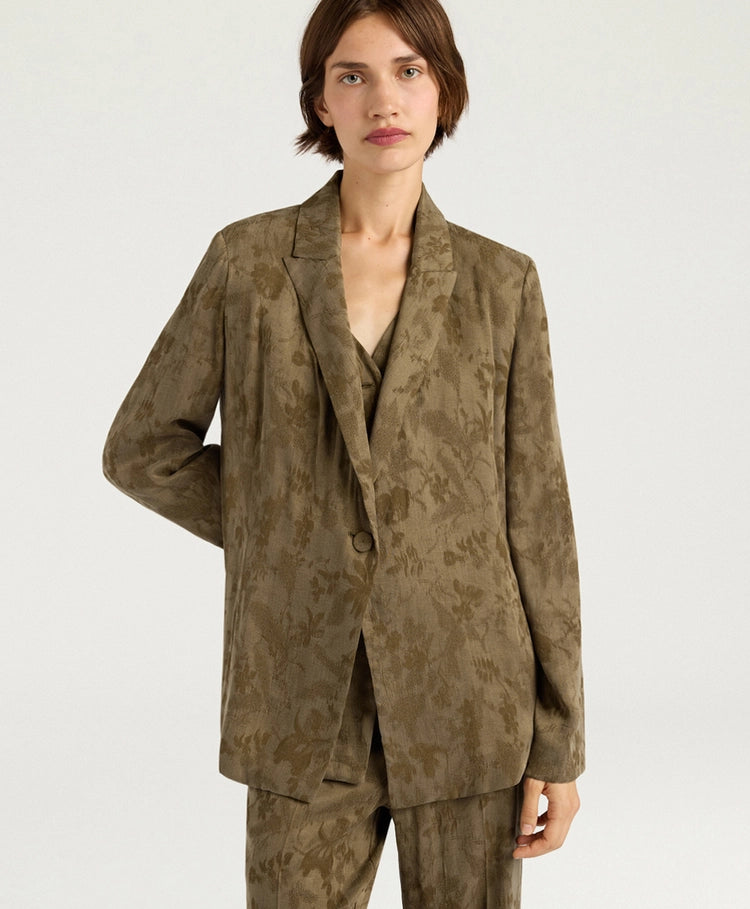MAYFAIR JACKET IN JACQUARD CUPRO - MILITARY GREEN
