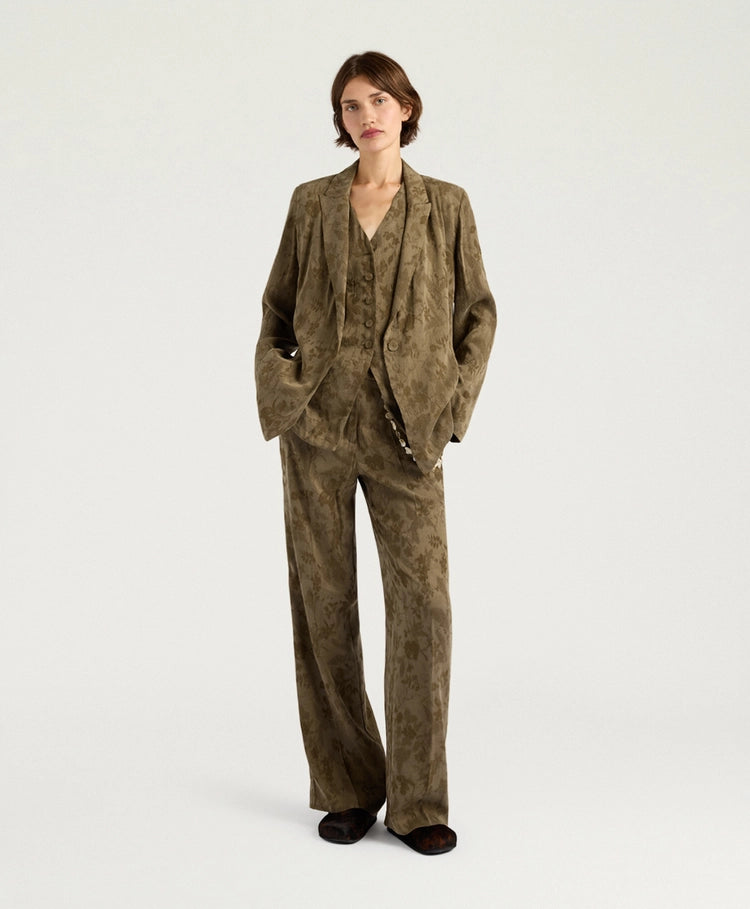 MAYFAIR JACKET IN JACQUARD CUPRO - MILITARY GREEN