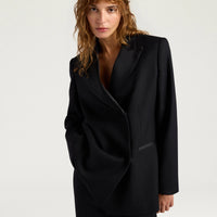 LOVELACE JACKET IN SOLID COLOUR CHEVRON WOOL - BLACK