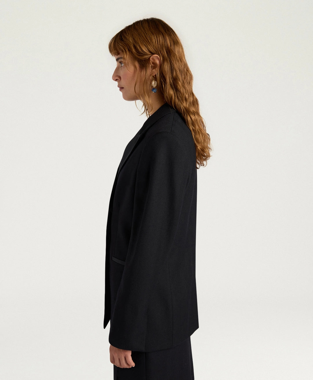 LOVELACE JACKET IN SOLID COLOUR CHEVRON WOOL - BLACK