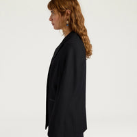 LOVELACE JACKET IN SOLID COLOUR CHEVRON WOOL - BLACK
