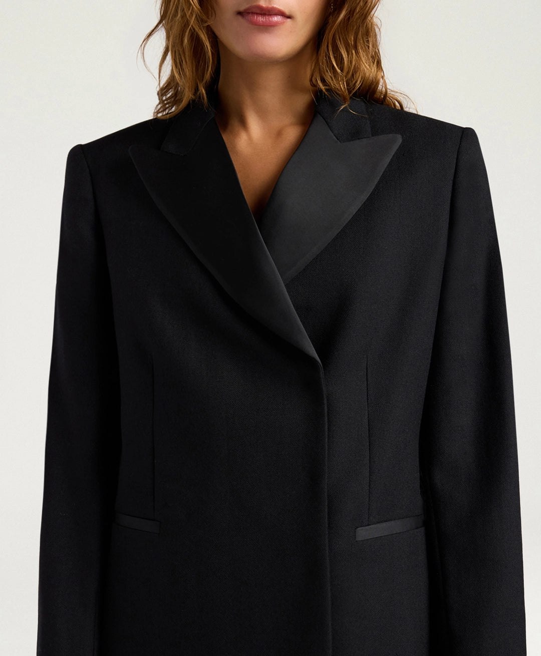 LOVELACE JACKET IN SOLID COLOUR CHEVRON WOOL - BLACK