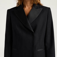 LOVELACE JACKET IN SOLID COLOUR CHEVRON WOOL - BLACK