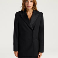 LOVELACE JACKET IN SOLID COLOUR CHEVRON WOOL - BLACK