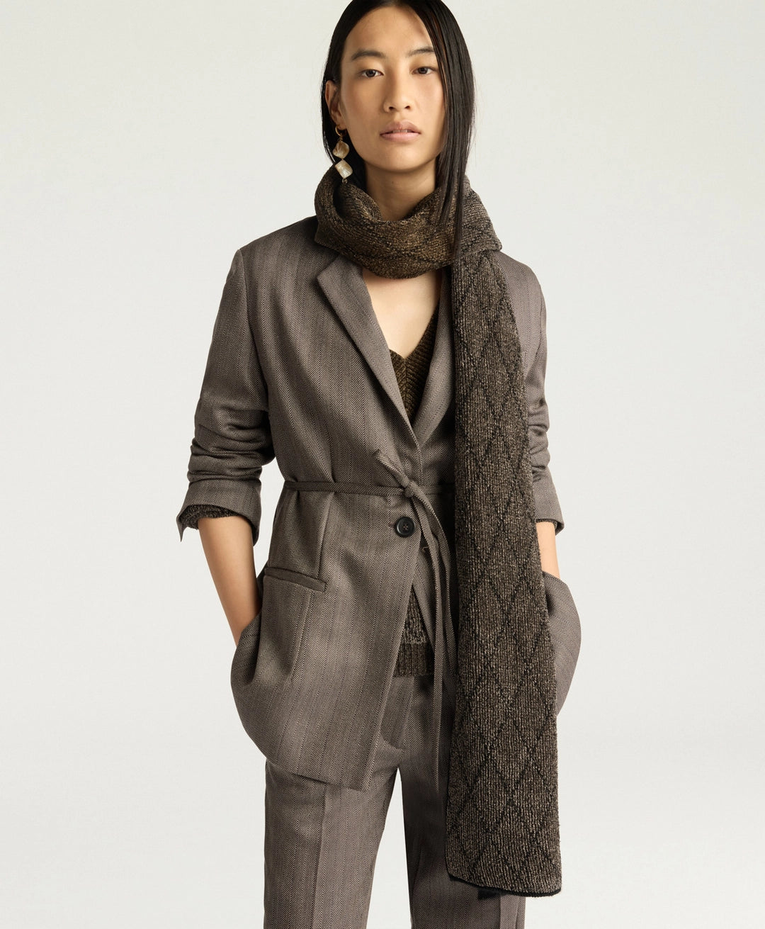 FINN JACKET IN SHETLAND GRISAILLE WOOL - TOBACCO MULTICOLOR