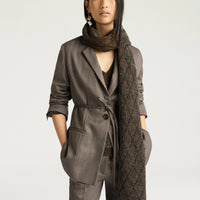 FINN JACKET IN SHETLAND GRISAILLE WOOL - TOBACCO MULTICOLOR