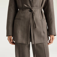 FINN JACKET IN SHETLAND GRISAILLE WOOL - TOBACCO MULTICOLOR