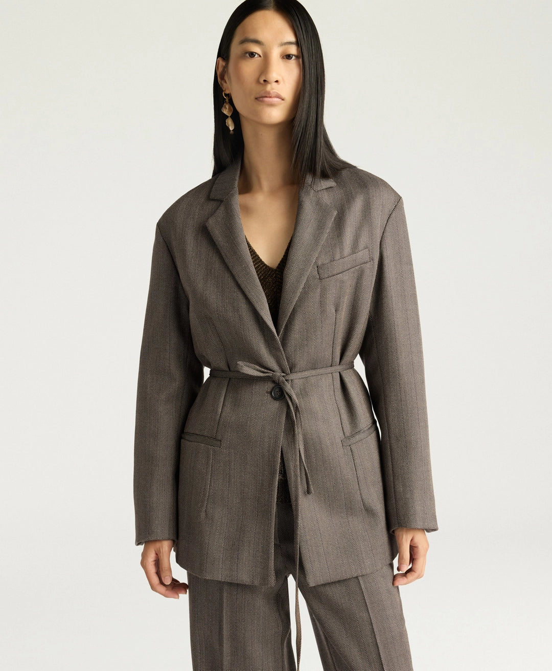 FINN JACKET IN SHETLAND GRISAILLE WOOL - TOBACCO MULTICOLOR