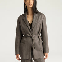 FINN JACKET IN SHETLAND GRISAILLE WOOL - TOBACCO MULTICOLOR