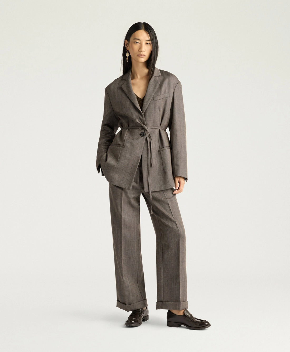 FINN JACKET IN SHETLAND GRISAILLE WOOL - TOBACCO MULTICOLOR