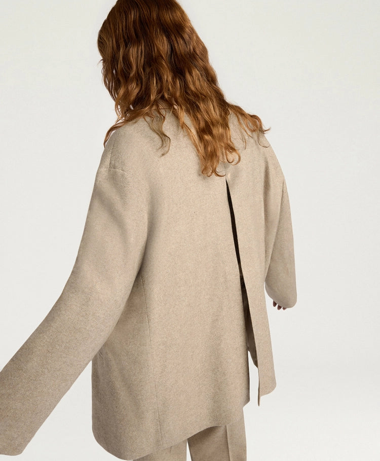 CANDY JACKET IN CHEVRON WOOL - BEIGE