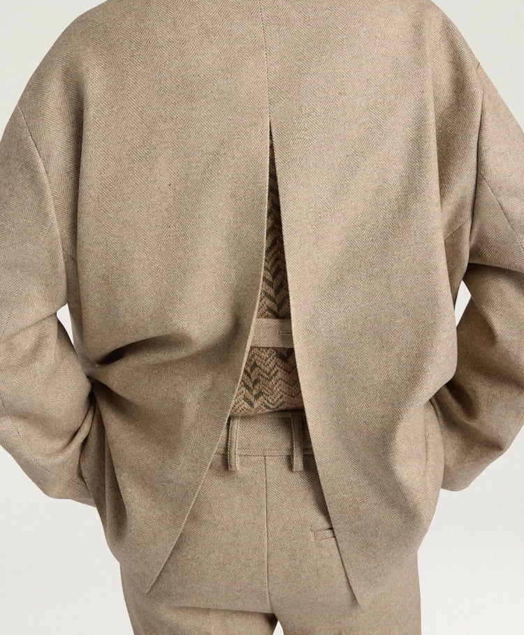 CANDY JACKET IN CHEVRON WOOL - BEIGE