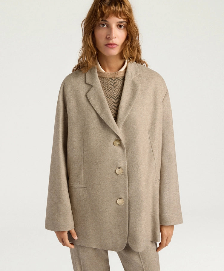 CANDY JACKET IN CHEVRON WOOL - BEIGE
