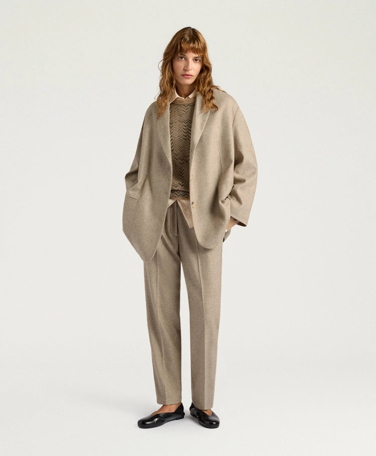 CANDY JACKET IN CHEVRON WOOL - BEIGE