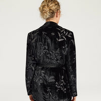 DAHLIA JACKET IN EMBROIDERED VELVET - BLACK