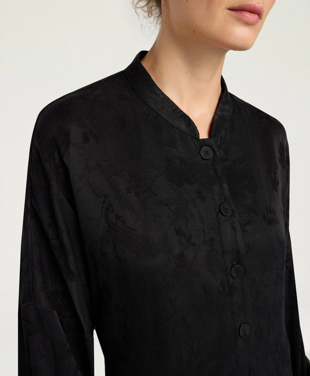 STOWE JACKET IN JACQUARD CUPRO - BLACK