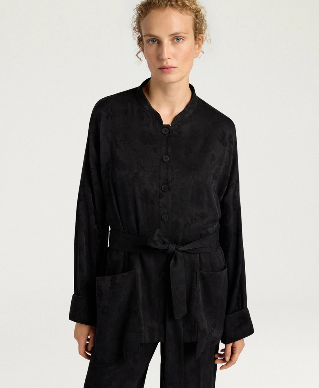 STOWE JACKET IN JACQUARD CUPRO - BLACK