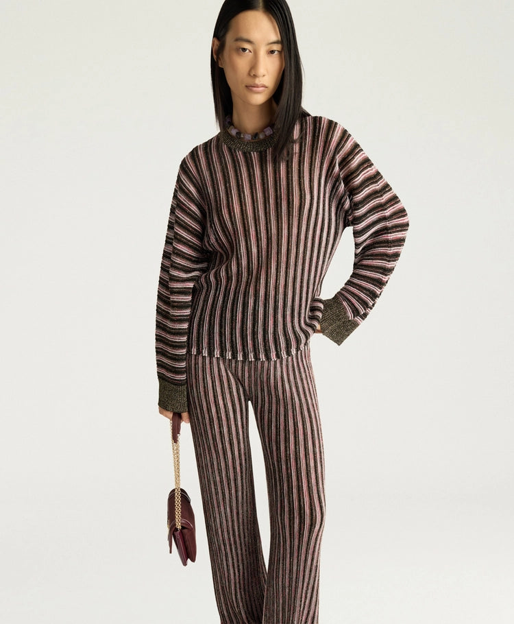 CHICORY MULTISTRIPED LUREX TOP - PINK MULTICOLOR