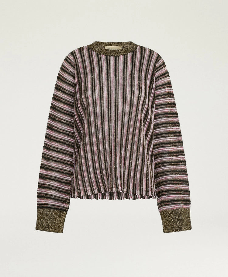 CHICORY MULTISTRIPED LUREX TOP - PINK MULTICOLOR