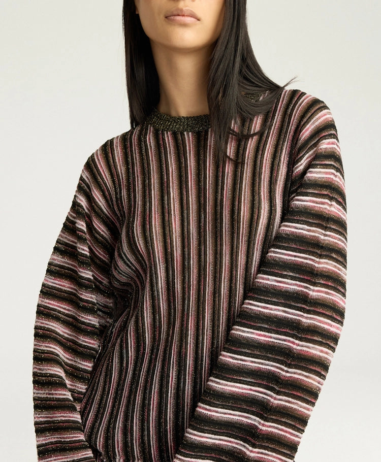 CHICORY MULTISTRIPED LUREX TOP - PINK MULTICOLOR