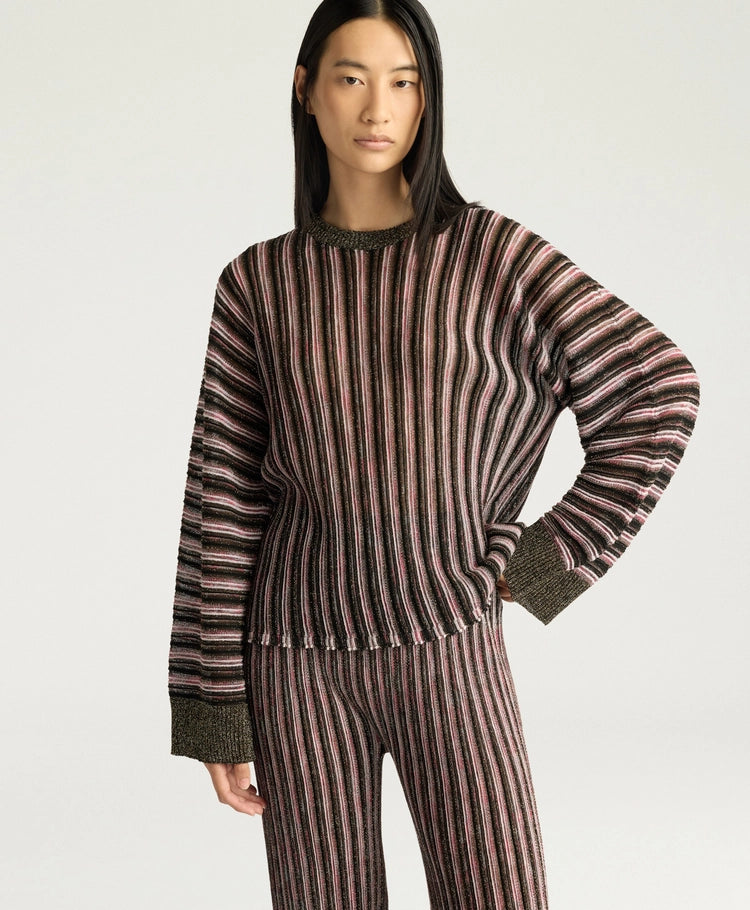 CHICORY MULTISTRIPED LUREX TOP - PINK MULTICOLOR