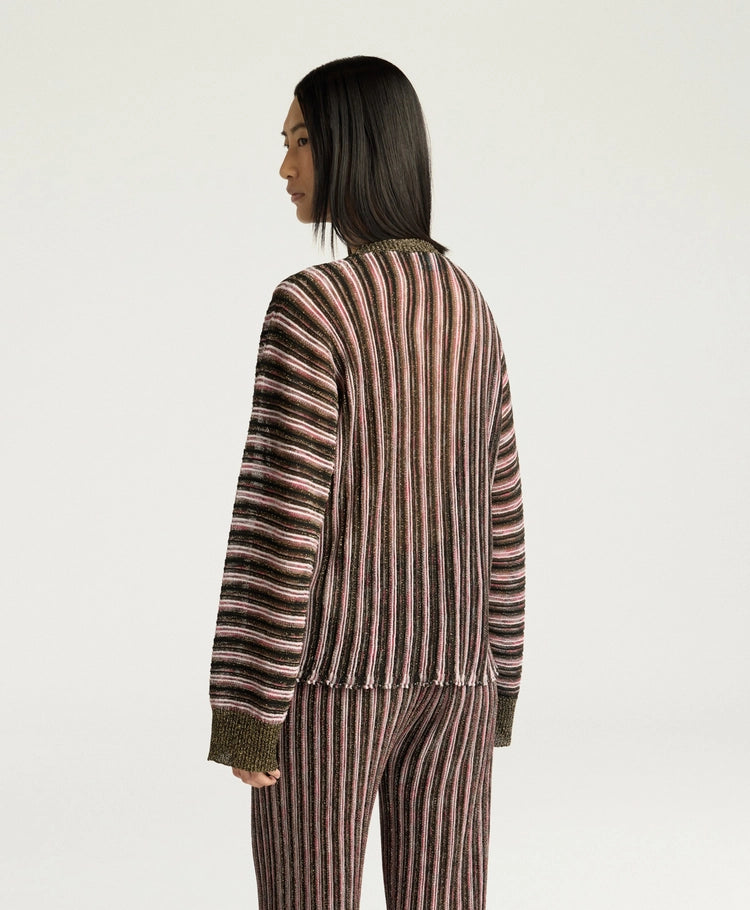 CHICORY MULTISTRIPED LUREX TOP - PINK MULTICOLOR