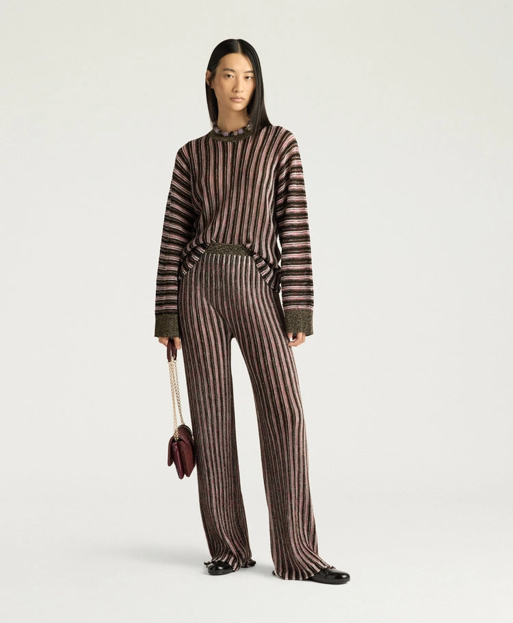 MASON MULTISTRIPED LUREX PANTS - PINK MULTICOLOR