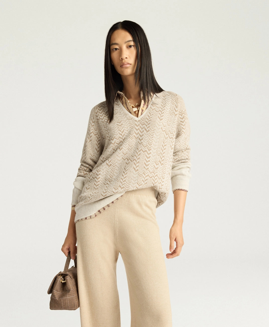 SUGAR SWEATER IN JACQUARD - CREAM/IVORY
