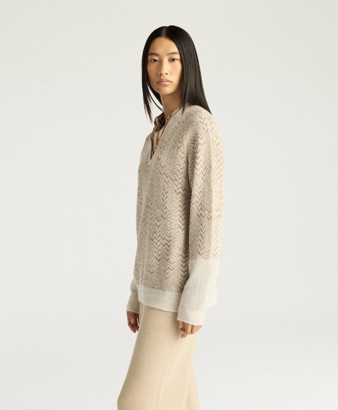 SUGAR SWEATER IN JACQUARD - CREAM/IVORY