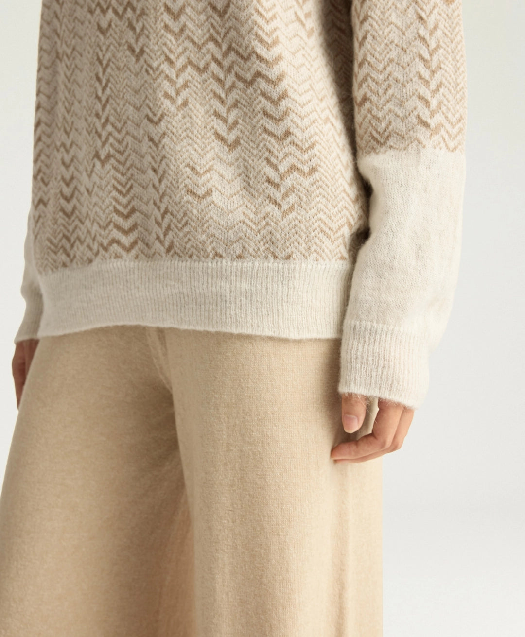 SUGAR SWEATER IN JACQUARD - CREAM/IVORY