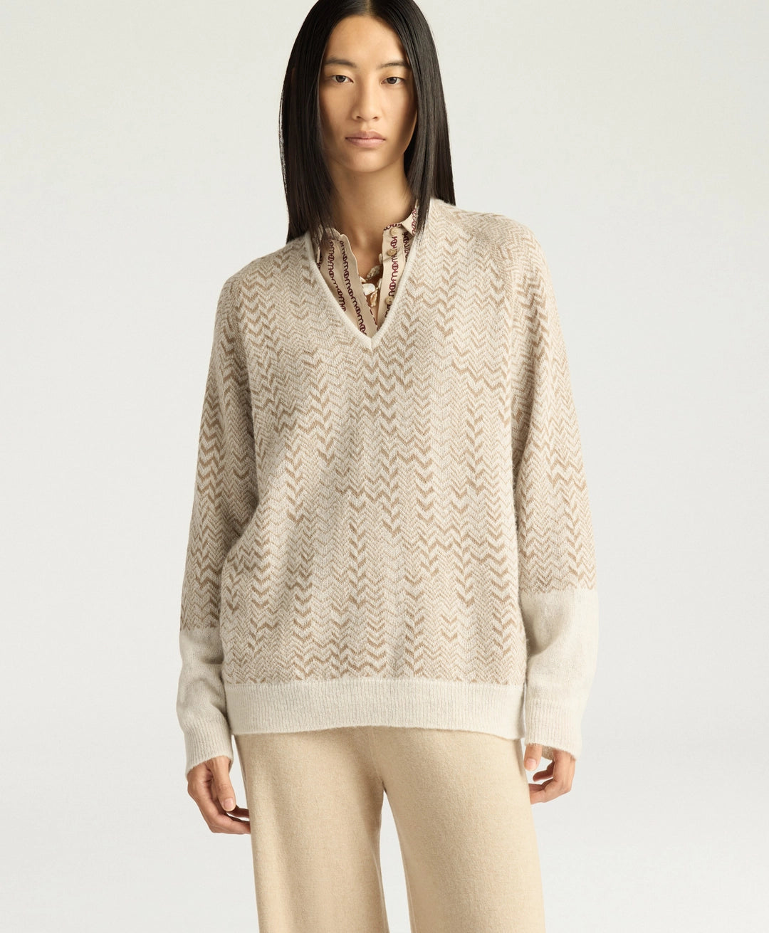 SUGAR SWEATER IN JACQUARD - CREAM/IVORY