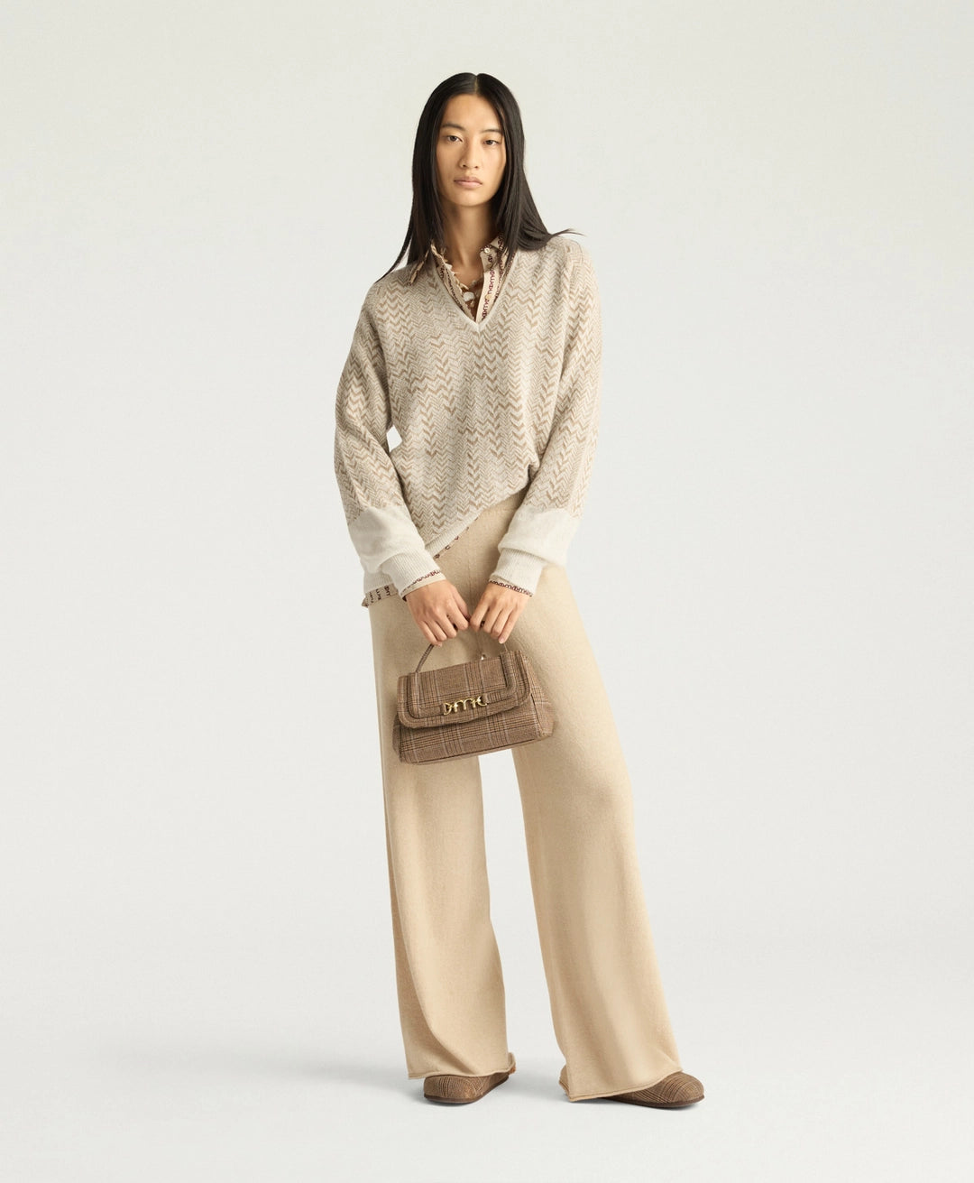 SUGAR SWEATER IN JACQUARD - CREAM/IVORY