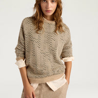 SAGE SWEATER IN JACQUARD - GREEN/BEIGE