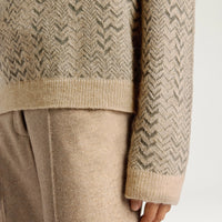 SAGE SWEATER IN JACQUARD - GREEN/BEIGE