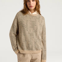 SAGE SWEATER IN JACQUARD - GREEN/BEIGE