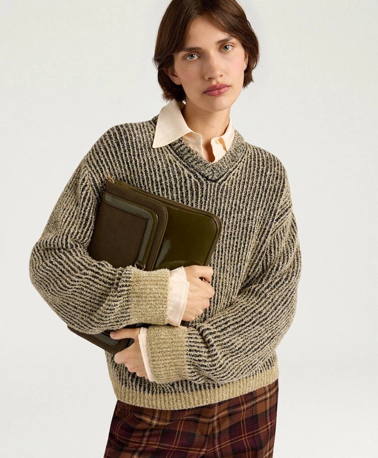 PLUM SWEATER IN JACQUARD - BLACK/GOLD