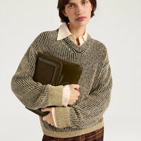 PLUM SWEATER IN JACQUARD - BLACK/GOLD