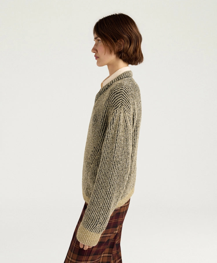 PLUM SWEATER IN JACQUARD - BLACK/GOLD