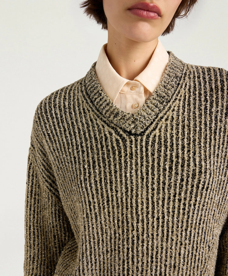 PLUM SWEATER IN JACQUARD - BLACK/GOLD