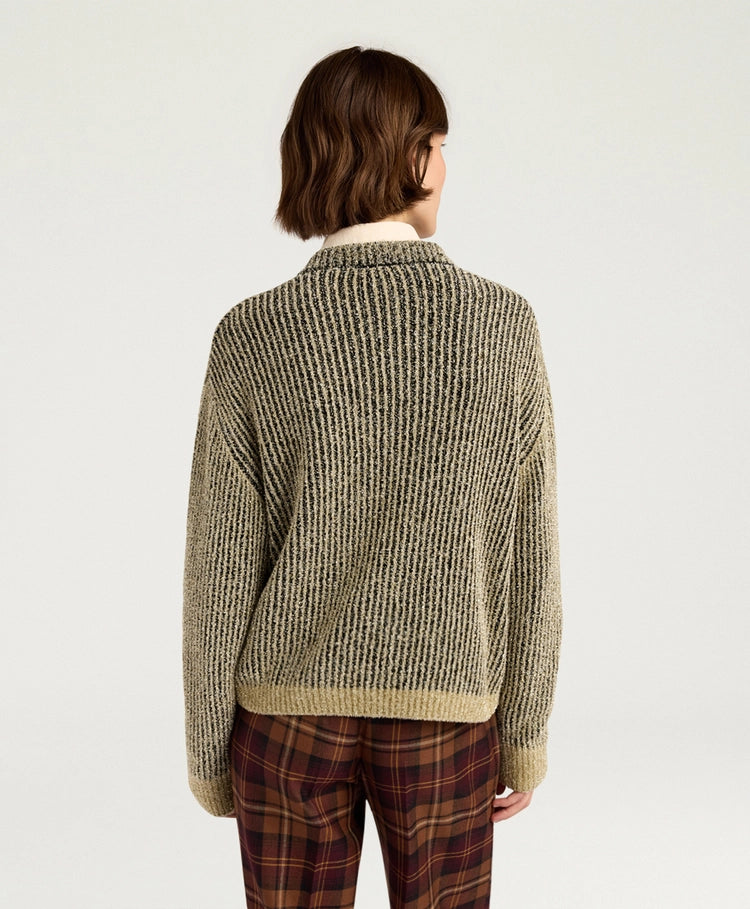 PLUM SWEATER IN JACQUARD - BLACK/GOLD